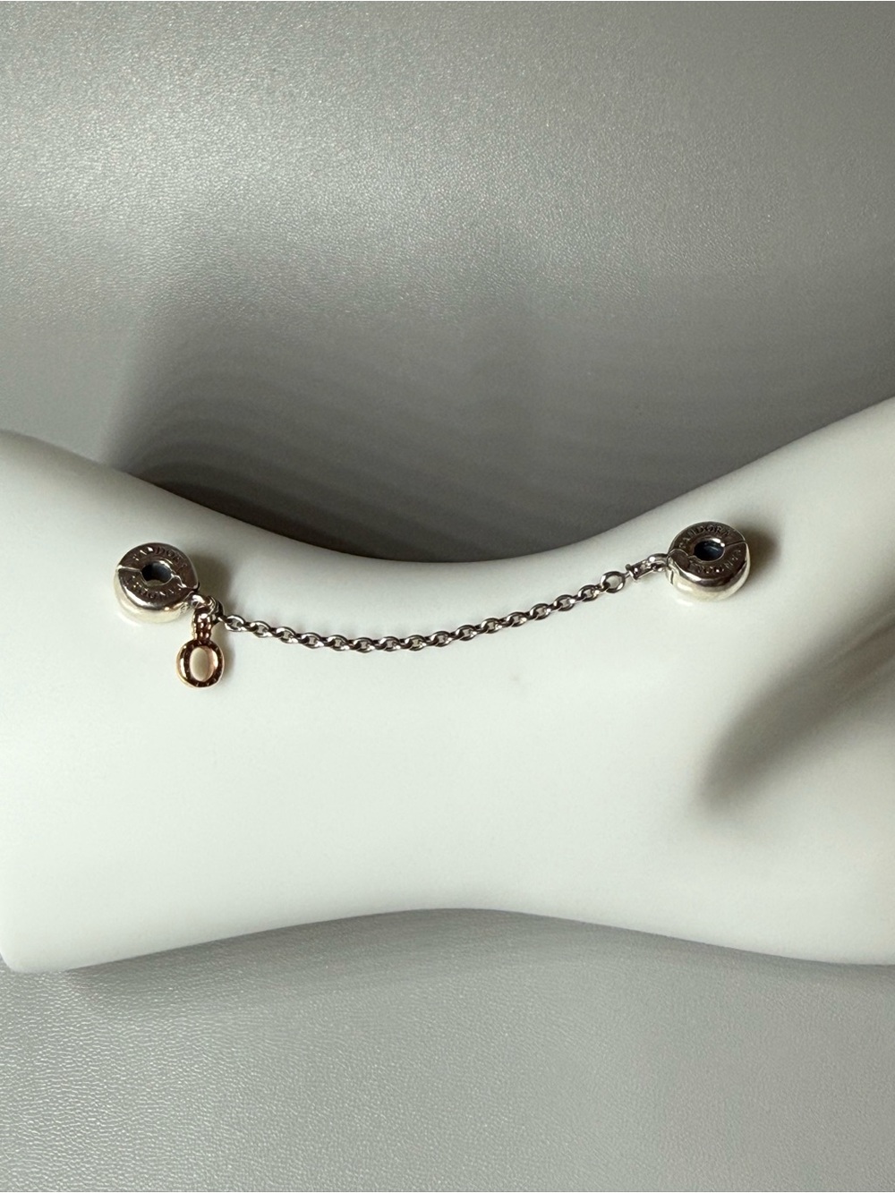 Pandora Two-Tone Safety Chain with Rose Gold Charm Accent - Picture 2 of 6
